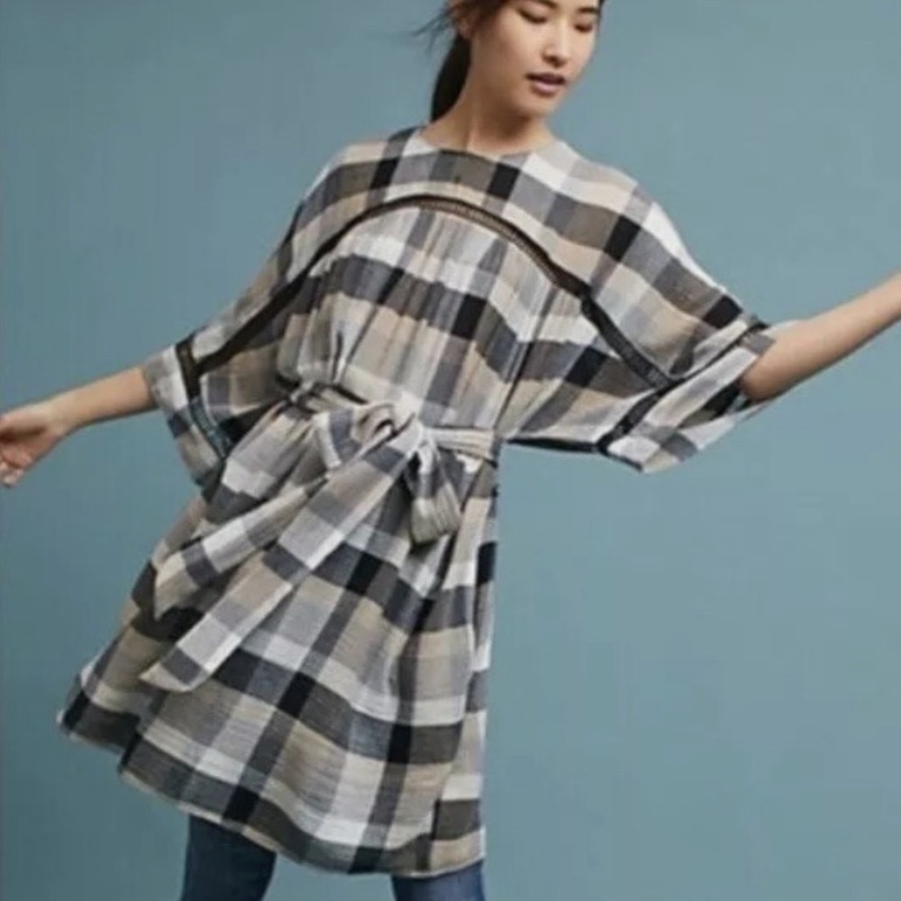 ANTHROPOLOGIE x Maeve Plaid Kimono Tie Dress - Picture 2 of 10